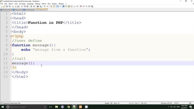 php tutorial in hindi part 21 User Define Function in PHP смотреть онлайн