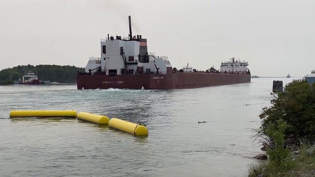 Great Lakes freighters Stewart J Cort and Herbert C Jackson on the St. Marys River смотреть онлайн