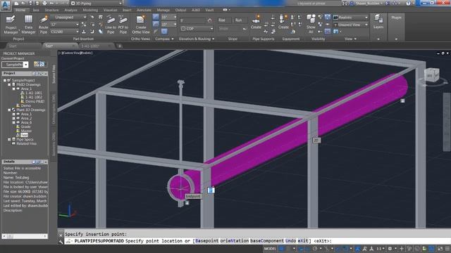 AutoCAD Plant 3D Adding a Hangar and Connecting it to a Structural Member смотреть онлайн