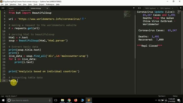 Realtime corona virus analysis | pyProj | Python | #pyGuru смотреть онлайн