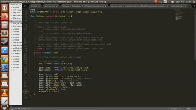 Codeigniter Tutorial - How to Connect to SFTP with public-private key смотреть онлайн