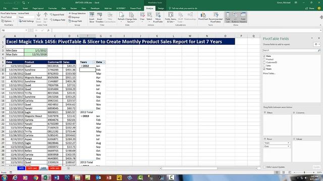 Excel Magic Trick 1456: PivotTable & Slicer to Create 8 Year Sales Report by Product & Month смотреть онлайн