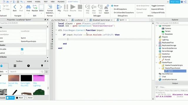 Shift to sprint in Roblox Studio смотреть онлайн