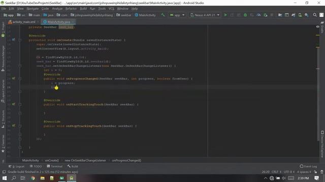 Seekbar in android studio | Android Studio | John Puwein | Khasi | Shillong | Meghalaya смотреть онлайн