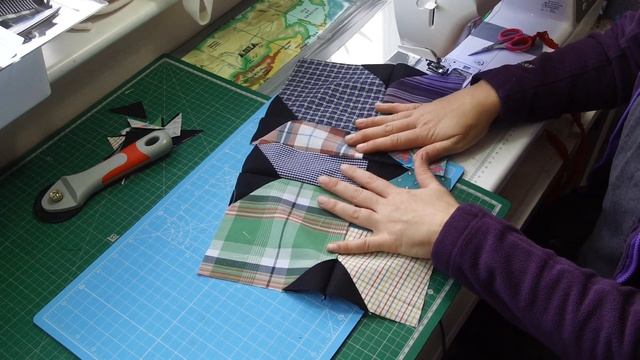 Magic numbers patterns #3 Memory quilt from shirts : Falling stones pattern - leftover fabric ideas смотреть онлайн
