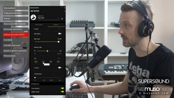 SHURE MV7- test mikrofonu