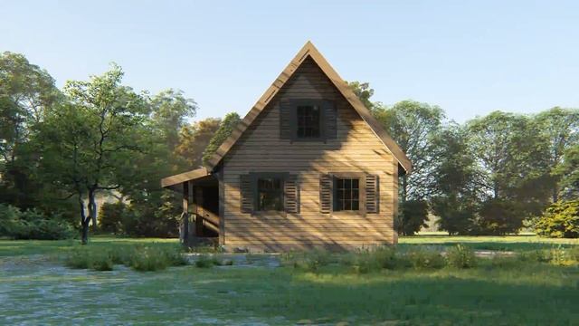 Каркасный дом 6х6 с мансардой. Проект КД-37. Внешний вид смотреть онлайн