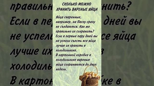 СКОЛЬКО МОЖНО ХРАНИТЬ ВАРЕНЫЕ ЯЙЦА | ПАСХАЛЬНЫЕ ЯЙЦА СКОЛЬКО ХРАНЯТСЯ смотреть онлайн