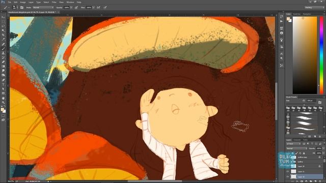 CHILDREN ILLUSTRATION DIGITAL PAINTING : MUSHROOM смотреть онлайн