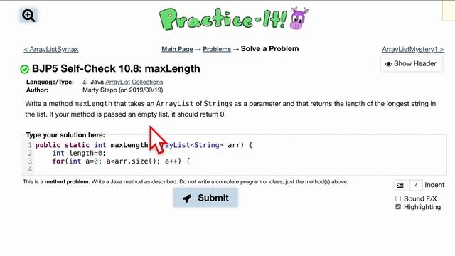 Java Practice It | Self-check 10.8: maxLength | ArrayList, collections, array list смотреть онлайн