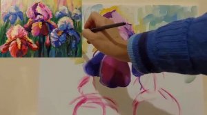 Как нарисовать (написать) ирисы акрилом. Живопись.