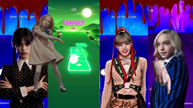 Wednesday Vs Megan (M3gan) Vs Lisa Money Vs Enid Sinclair - Tiles Hop EDM Rush #tileshop