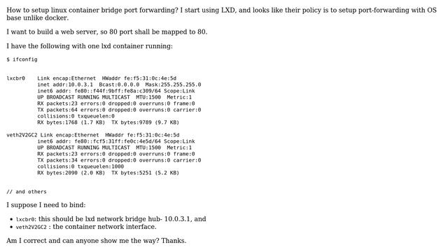 DevOps & SysAdmins: linux container bridge port forwarding? смотреть онлайн