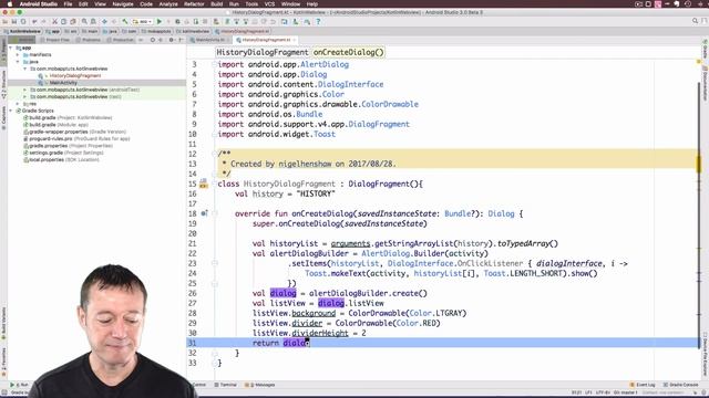 Kotlin android development tutorial - Creating DialogFragment history list смотреть онлайн
