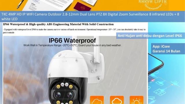 TKC Dual Lens Zoom #CCTV IP Kamera Wifi Tanpa Internet. 