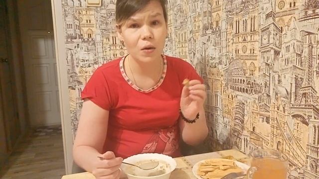 Мукбанг! Суп-крем грибной, спаржа по-корейски.??