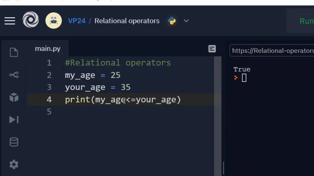 RELATIONAL OPERATPRS IN PYTHON смотреть онлайн