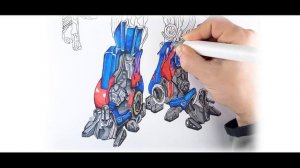 Раскраска трансформера Оптимус Прайм/ Draw a transformer Optimus Prime