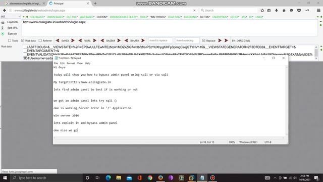 Bypass admin panel via sqli upload shell смотреть онлайн