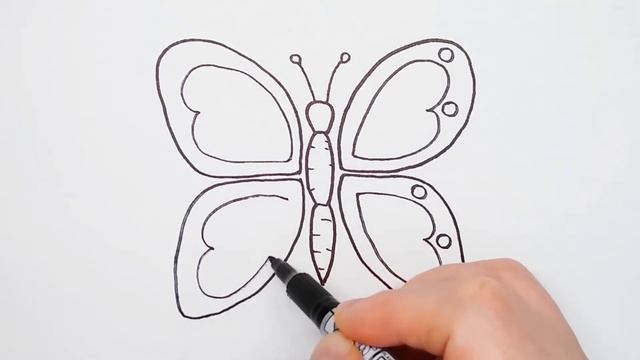 How to Draw Butterfly Easy on paper - Butterfly Drawing - Как нарисовать Бабочку для детей смотреть онлайн