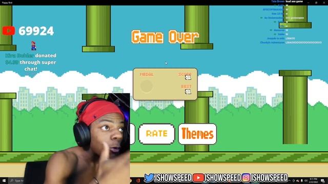 iShowSpeed PC Falls On His Head Playing Flappy Bird ? смотреть онлайн