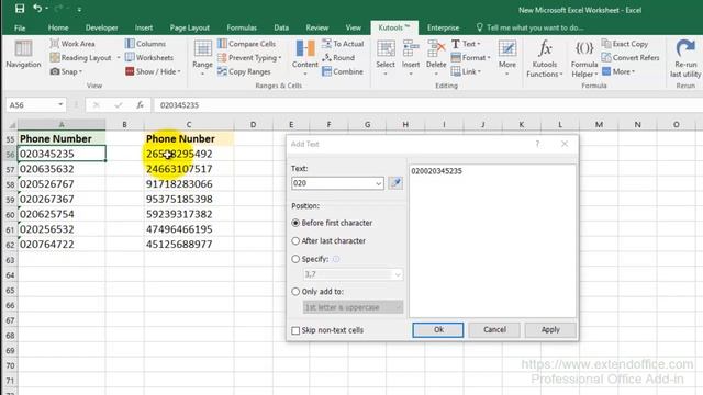 How To Add Country/Area Code To A Phone Number List In Excel? смотреть онлайн