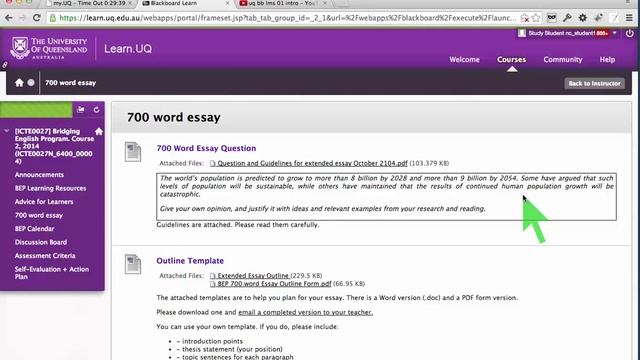 uq bb lms 07 BEP menu student смотреть онлайн