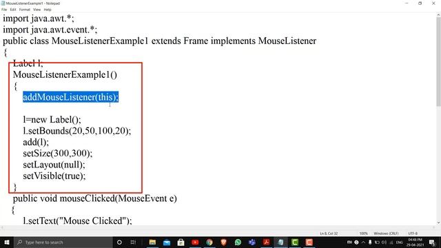 Handling Mouse Events / Program Explained / Event Handling in Java / In Malayalam смотреть онлайн