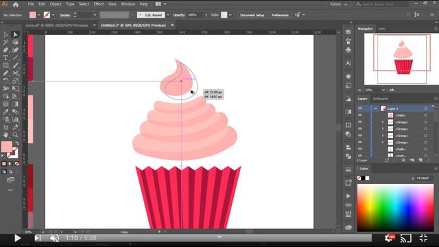Рисуем капкейк в Illustration смотреть онлайн