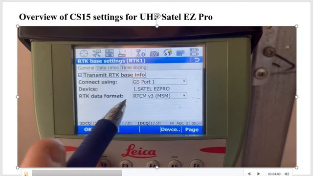 Leica UHF Radio Video 1 Of 5: Cs15 & GS14 RTK UHF Base Setup With Satel EZPRO 35 Watt UHF Radio