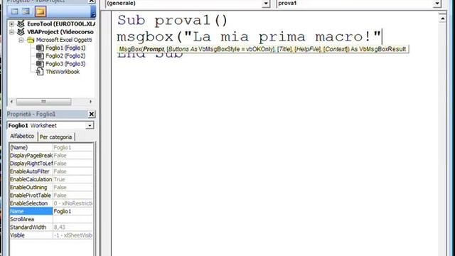 MACRO di EXCEL con VBA, tutorial in italiano per l'introduzione alla PROGRAMMAZIONE: LEZIONE 01 смотреть онлайн