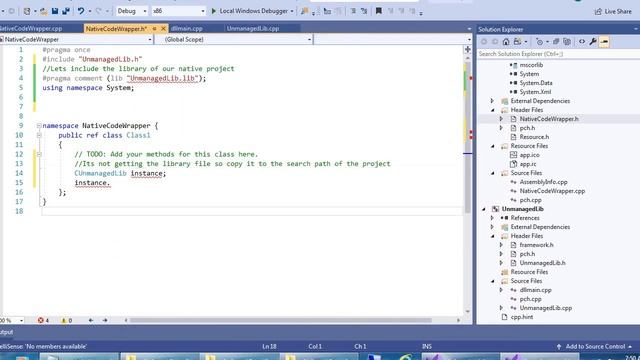 Use native C++ class from un-managed DLL in C# code смотреть онлайн