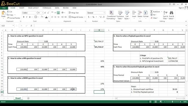 How to solve for NPV, IRR, MIRR, Payback and Discounted Payback in Excel смотреть онлайн