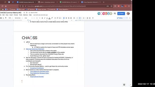 CHAOSS Common Working Group 2/17/22 смотреть онлайн