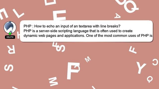 PHP : How to echo an input of an textarea with line breaks? смотреть онлайн