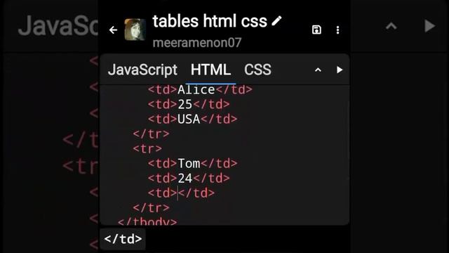 Create A HTML TABLE #code #edtechbymeera смотреть онлайн