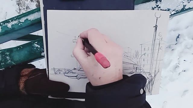 Городская зарисовка карандашом на пленэре 10.02.2023 UrbanSketching Pencil Drawing and learning смотреть онлайн