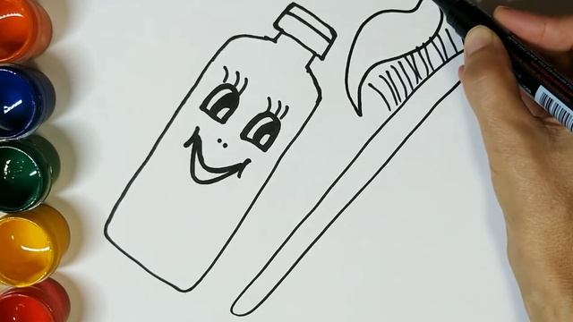 Как нарисовать зубную пасту и зубную щетку Видео рисунки / Раскраски для детей с Олесей Шварцкопф смотреть онлайн