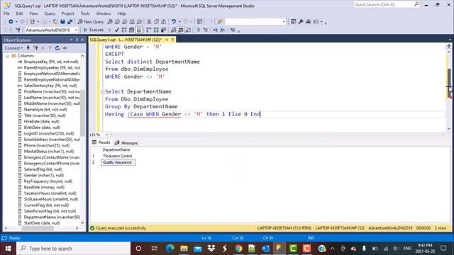 SQL Interview Question | How to find departments having only male / female employees? смотреть онлайн