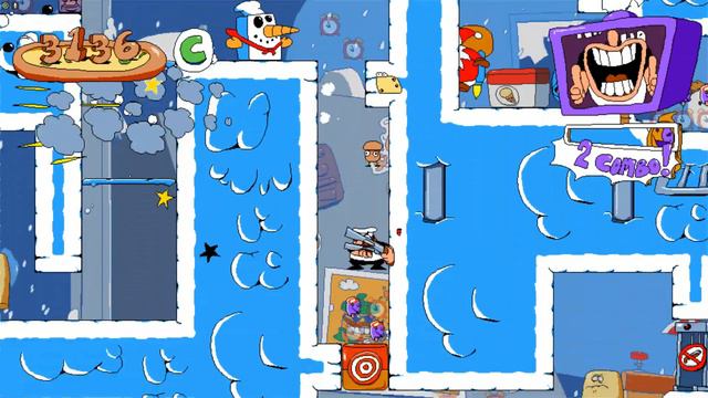 Escape From Pizza Icy Tower! Gameplay with CYOP mods смотреть онлайн