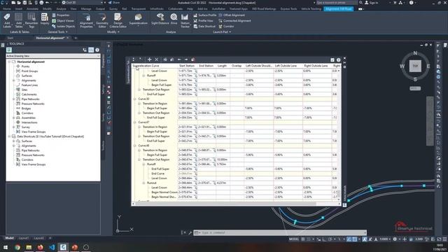 Civil 3D Tutorial - 3.4 - Provide superelevation to the alignment смотреть онлайн