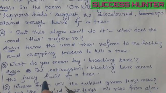 Most important SAQ answer from "On Killing A Tree"class12 смотреть онлайн