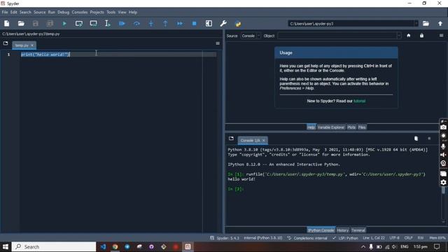 Spyder dasturini o'rnatish, sozlash va birinchi "Hello World!" | Python 02-dars | Javohir Web смотреть онлайн
