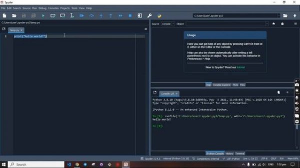 Spyder dasturini o'rnatish, sozlash va birinchi "Hello World!" | Python 02-dars | Javohir Web