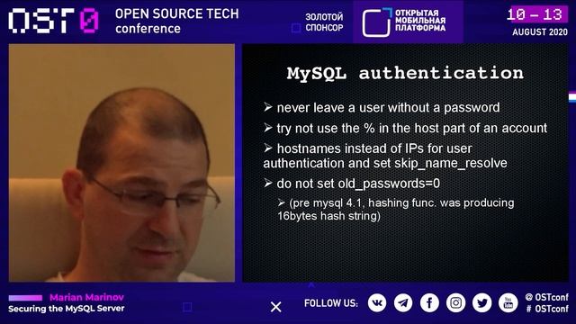 [ENG] Marian Marinov: "Securing the MySQL Server" #OSTconf смотреть онлайн
