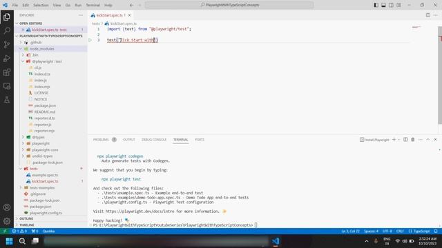Playwright (TypeScript) | Basic steps to start with Test Scripting for Playwright смотреть онлайн