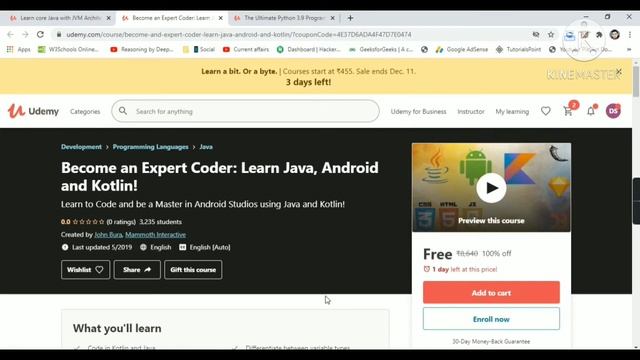 Free Certification Courses Become an Expert Coder Android Kotlin Core Java Python + Projects смотреть онлайн