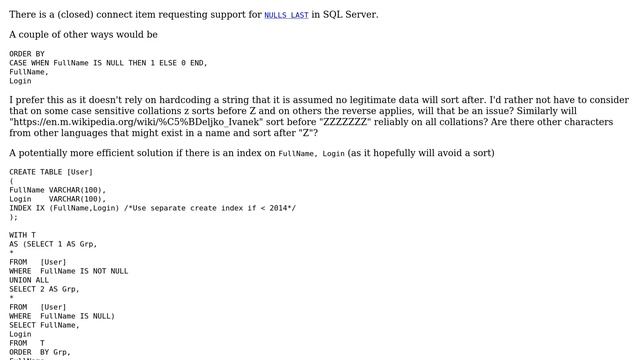 Databases: How do I order by NULLS LAST if my database doesn't support it? (3 Solutions!!) смотреть онлайн