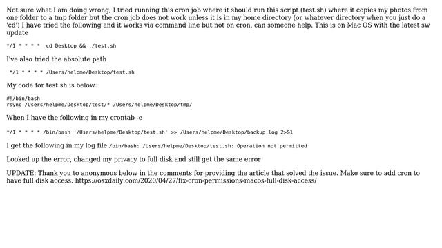 script works via command line but not in cron job смотреть онлайн