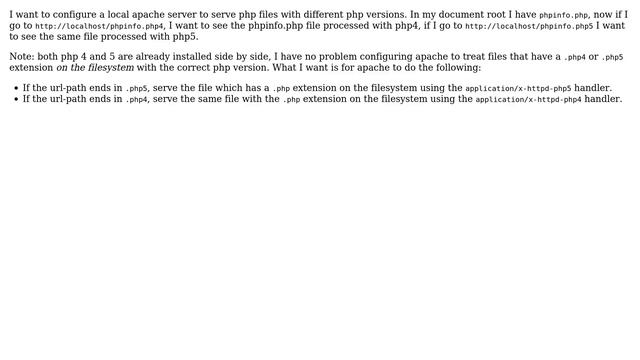 Have apache choose a php version based on the extension in the url, but with a single file on... смотреть онлайн